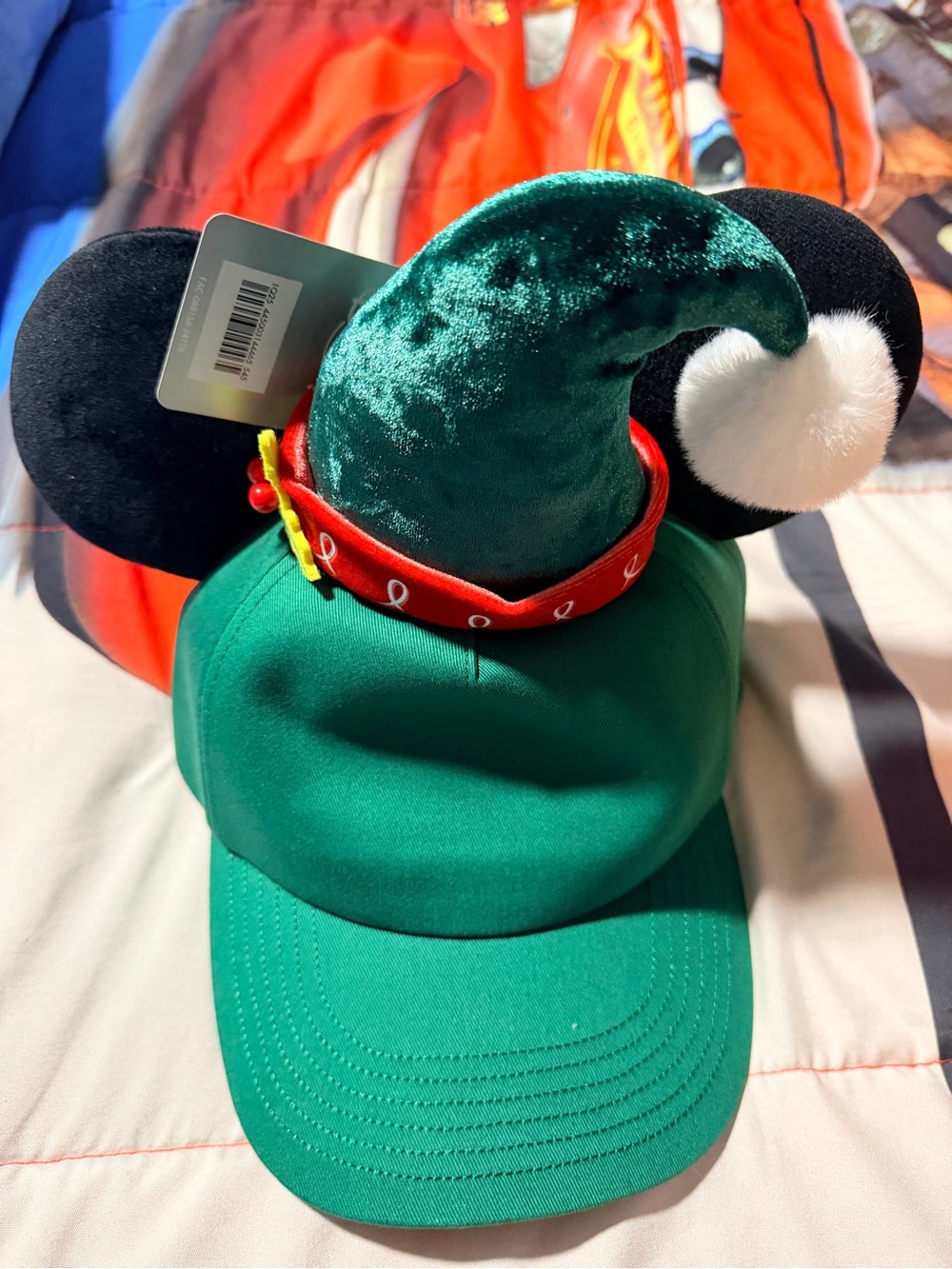 Disney Green Elf Mouse Ear Hat Cap with Black Ears